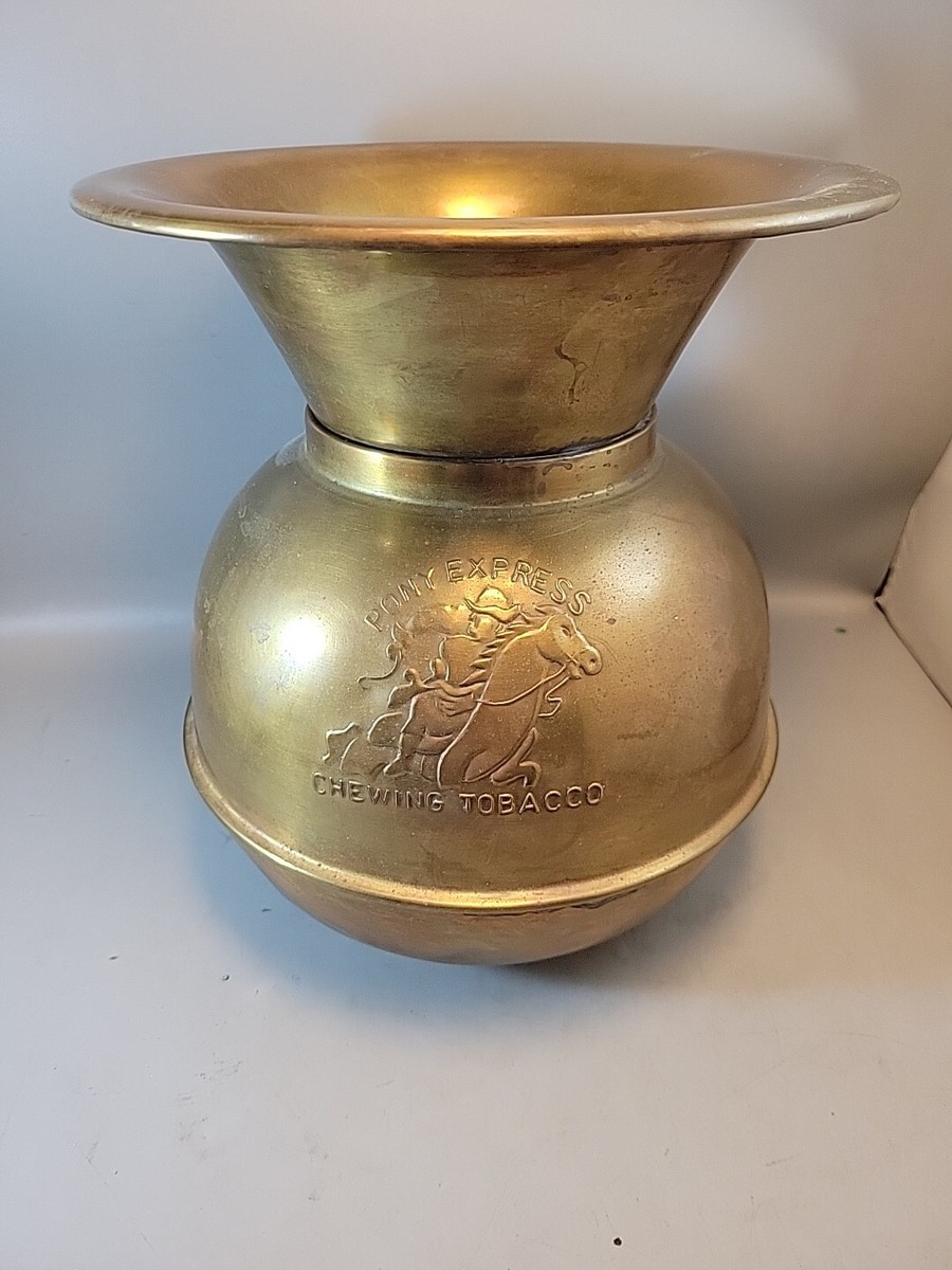 Chewing Tobacco Brass Spittoon Pony Express Vintage