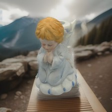 Porcelain Praying Child Angel Taper Candle Holder "Christmas Around The World"