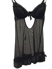 Vintage RAMPAGE INTIMATES SHEER SLIP TEDDY 3 ADJ BRA SIZES-SIZE M