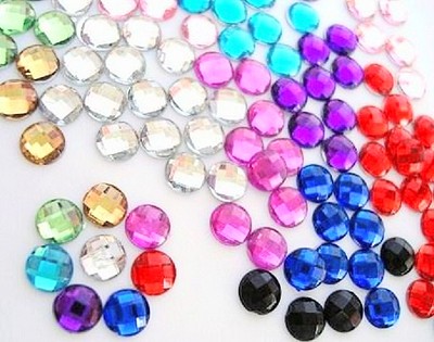 200 Multi-faceted 6mm Round Rhinestone Jewel 10 color Mix/Craft E24-Select Color