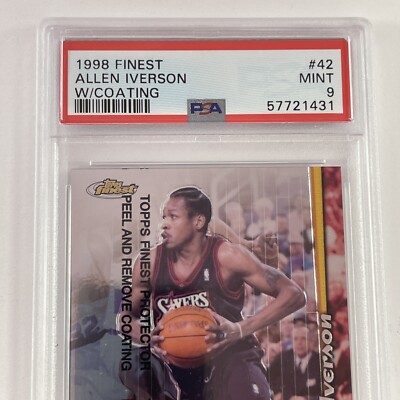 1998 Topps Finest Allen Iverson Philadelphia 76ers Card #42 PSA 9