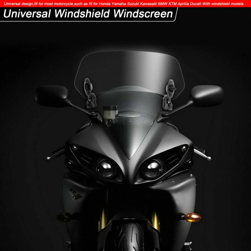 Universal Motorcycle Adjustable Clip On Windshield Extension Wind Deflector USA - Image 4 of 4