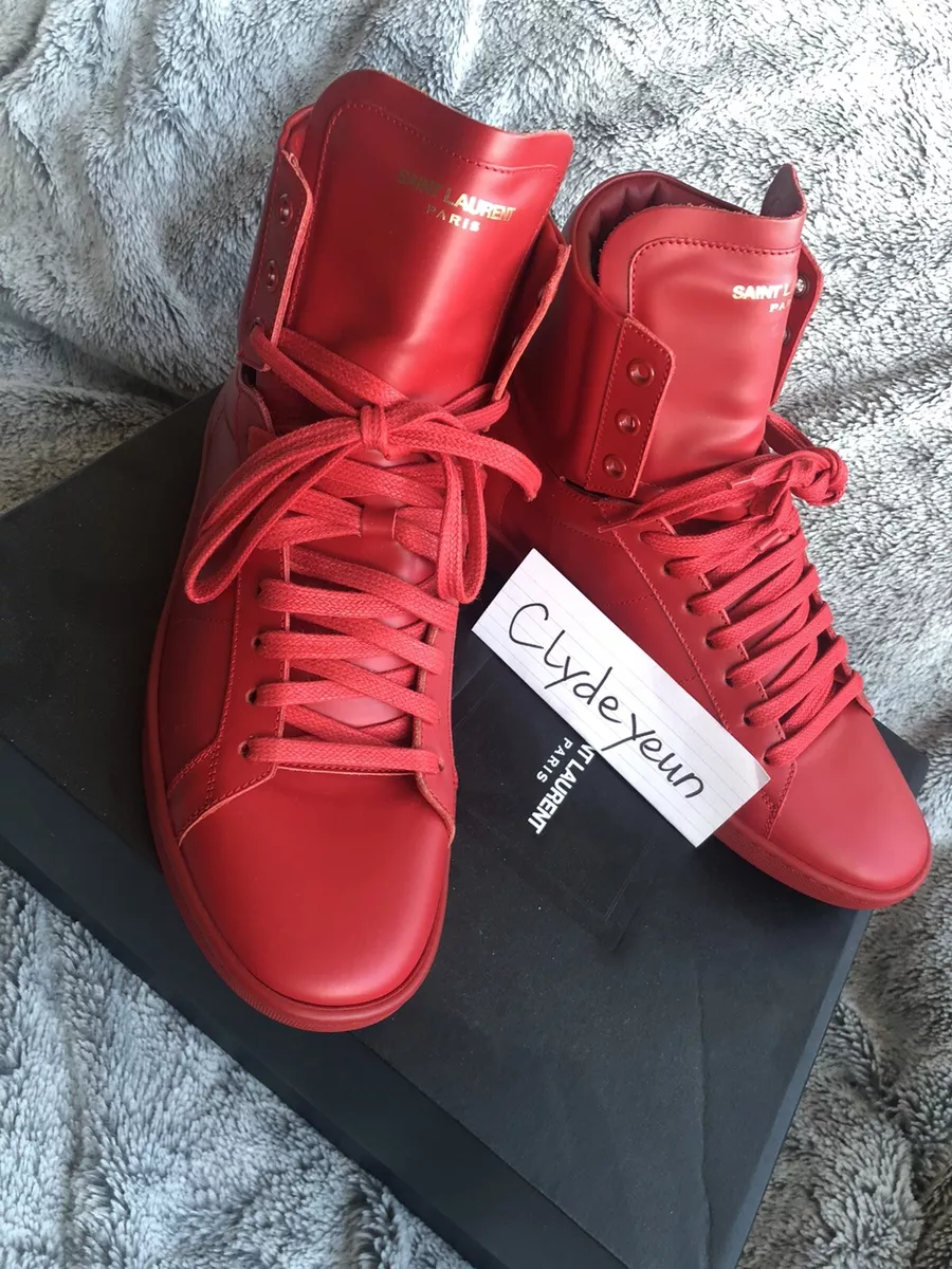 LAURENT SL/01H New RED Leather HIGH-TOP Sneakers EU-41 US-8 | eBay