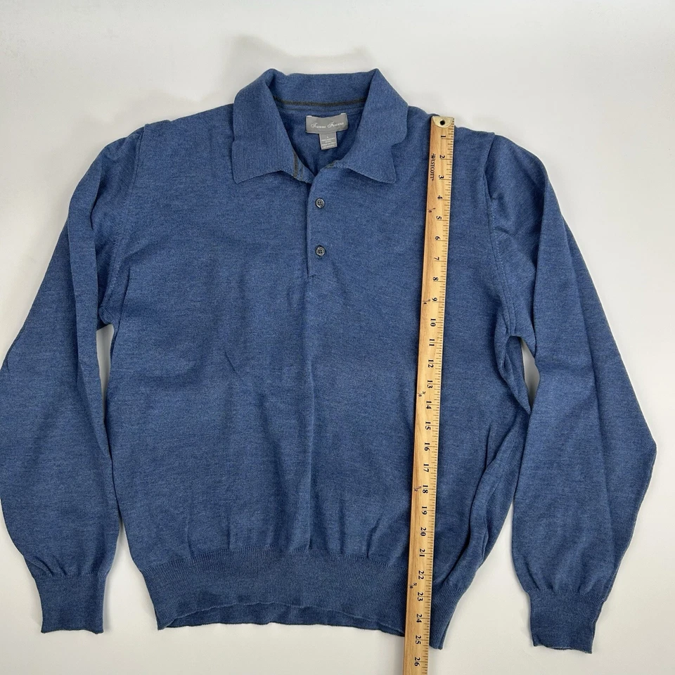 Suéter Polo Toscano Firenze 100% Lana Merino Azul Cuello Manga Larga Talla L Foto 2 de 4