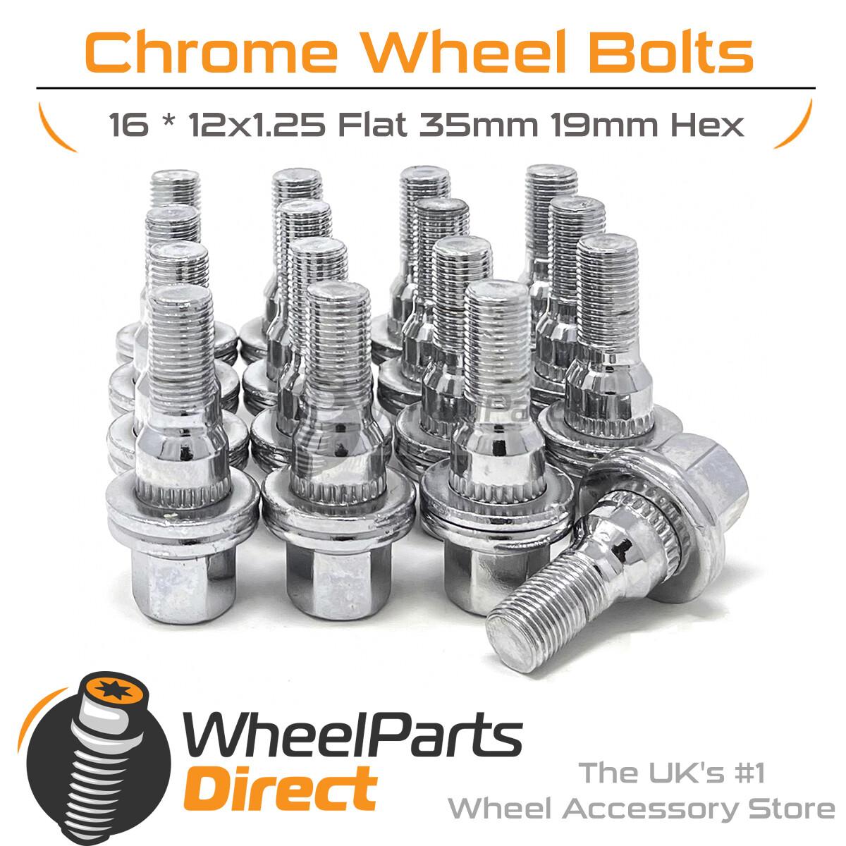 Wheel Bolts (16) 12x1.25 Flat Chrome for DS DS4 [Mk1] 11-18