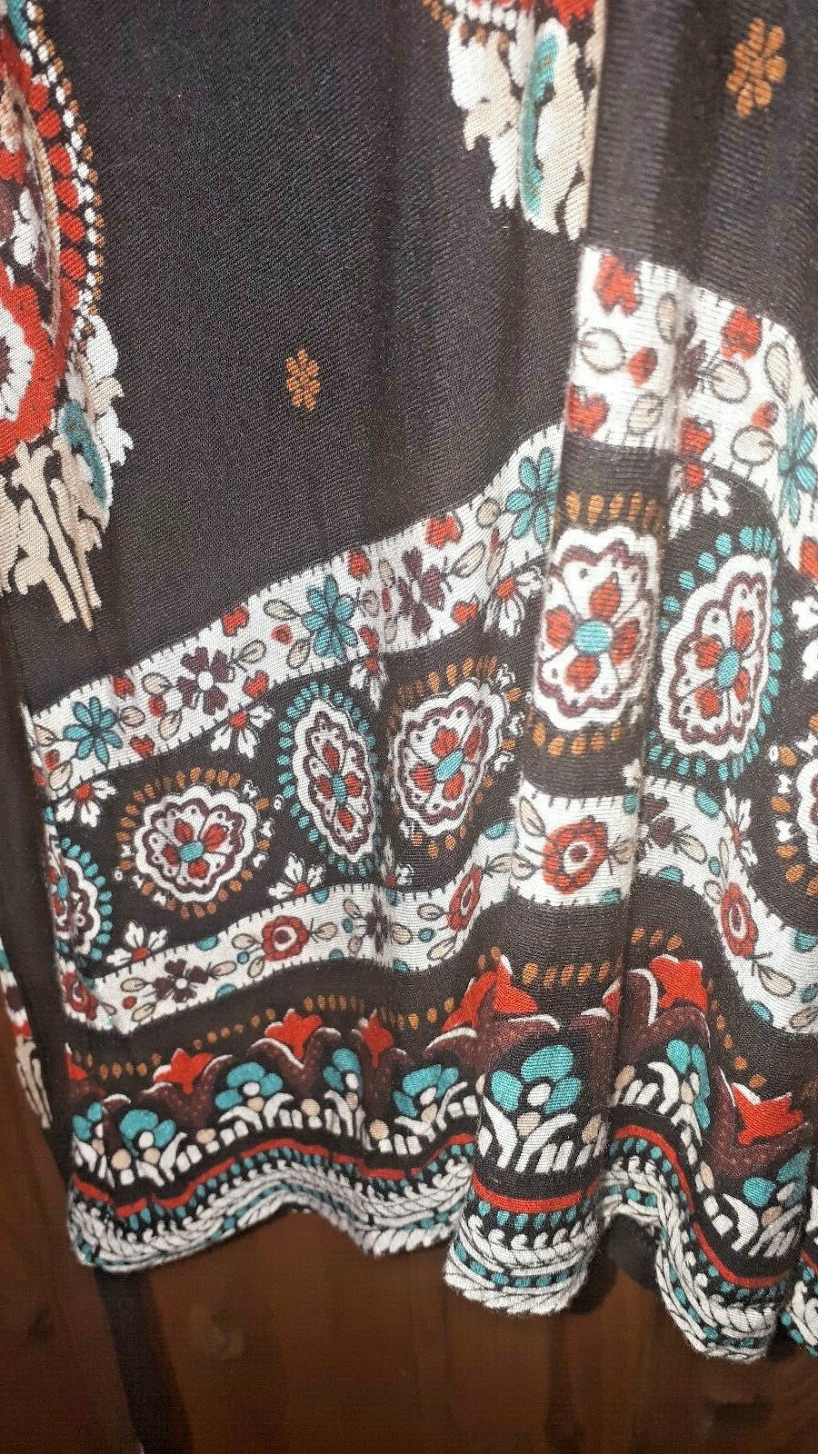 Black paisley mock wrap tie ethnic hippie boho gypsy folk peasant tunic dress image 6