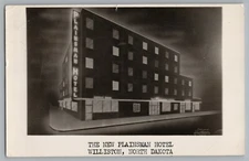 Williston North Dakota ND New Plainsman Hotel Real Photo Postcard RPPC 1952