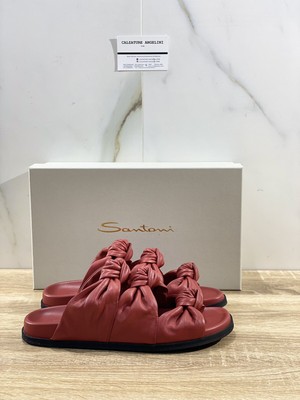 Santoni Women's Sandal Leather Red Super Soft Leather Luxury Santoni 36