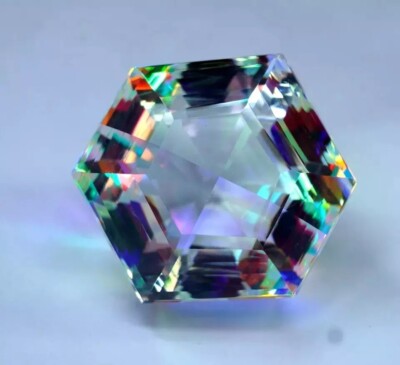 Mystic Topaz Natural Hexagon Shape Rainbow Color 750 Ct+ EGL Certified Gemstone