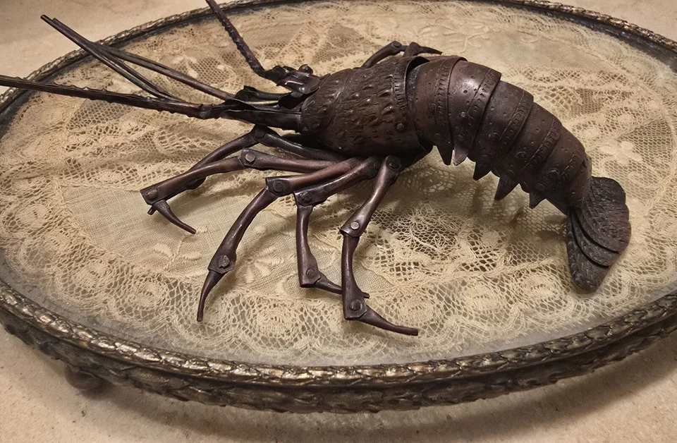  Figura Camarón Móvil Jizai Cobre. ANTIGÜEDAD RARA.  Foto 4 de 4