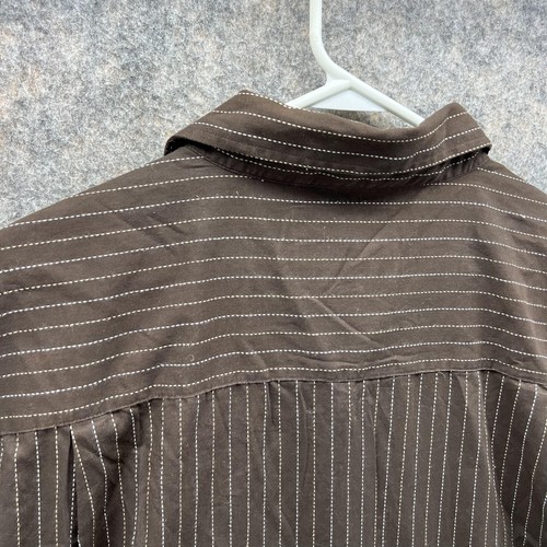 Avirex Shirt Men XXL Brown Casual Button Down Striped Preppy Dress Outdoors Vtg - Picture 10 of 12