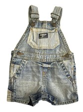Oshkosh B'Gosh Short Overalls Infant Size 6 Months Stripes Railroad Denim