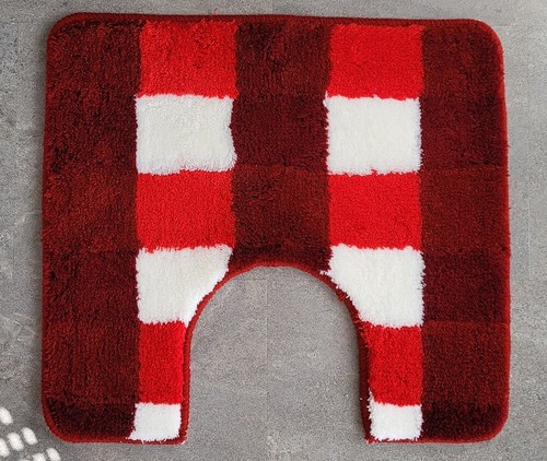 Meusch Vichy Weinrot WC-Vorleger mit Ausschnitt 55x50cm. Florhöhe: 20mm. - Bild 2 von 5