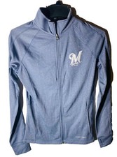 Majestic Athletic Women's Milwaukee Brewers Scoring Full-zip Jacket Small Navy