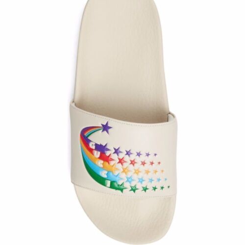 New Gucci Rainbow Pursuit Slides Sandal Shooting Star Design Mystic White - Picture 2 of 13