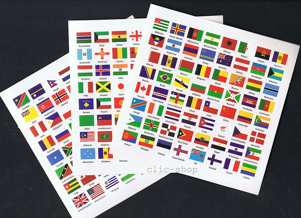 MARCA UN SET BANDIERINE MONDIALI AUTOADESIVE