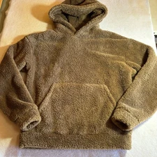 Comfrt Good Days Ahead Brown Fuzzy Pullover Hoodie Men's Size S Small