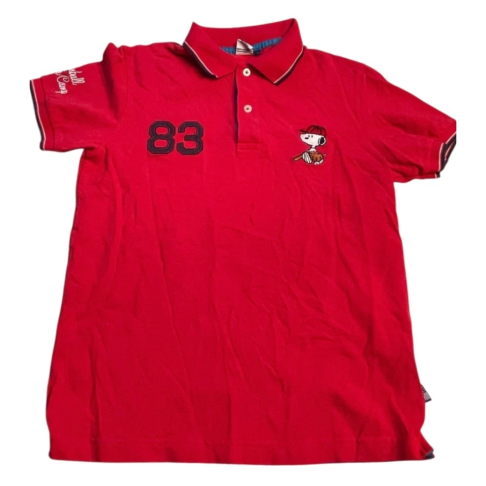 Snoopy Baseball Camp Polo Shirt by Schulz Kids 14 Peanuts '12 Italy Embroidered - Image 2 of 4