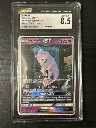 Mewtwo GX Shining Legends 78/73 - Holo Rare Full Art Secret - Pokémon Cgc 8.5