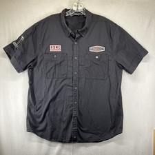 Harley Davidson Mechanic Shirt Button Mens Slim XL Gray Garage Embroidered Skull