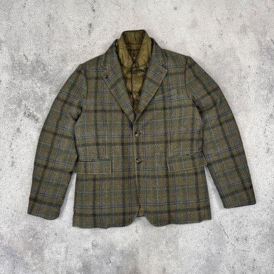 MONTECORE Reversible Button Up Puffer Down Jacket Blazer Wool Size 52