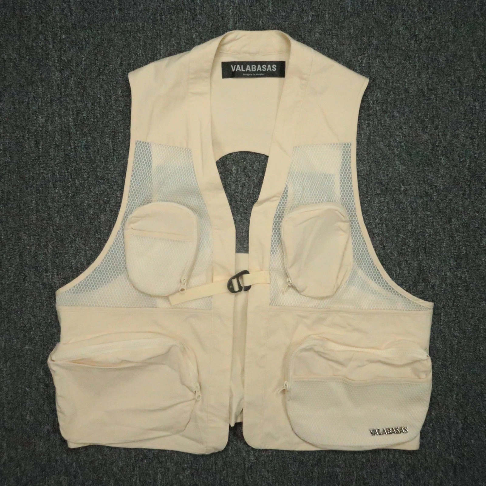 Valabasas Vest Mens Large Khaki Tan Lightweight Fishing Hiking Pockets