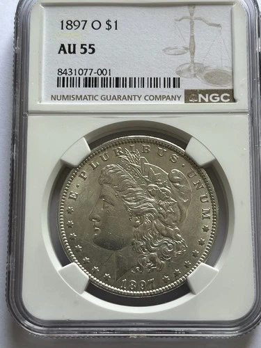 1897-O Morgan Dollar $1 NGC AU55 Silver Coin Nice Detail Strong Eye Appeal
