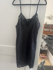 Vintage Sliperfection Black LaceTrim FullSlip Dress AdjustableStraps Size38 Goth