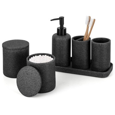 ZCCZ Black Stone Bathroom Accessories Set 6 Pieces - 6pcs, 