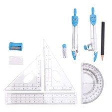 Geometrie  Set 10 Teiliges Schul Mathematik  Messer Set Lineal8269