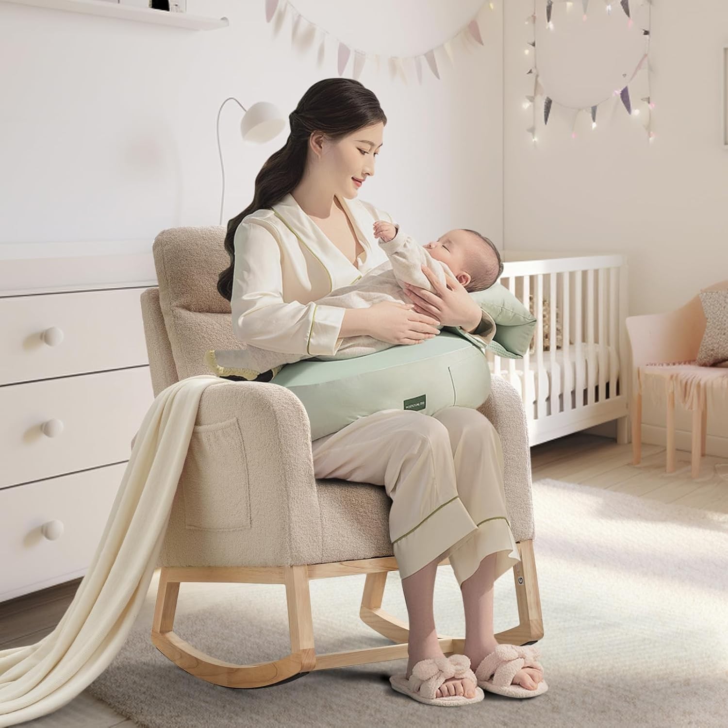 Armchair With Side Pockets For Living Room Beige
