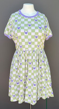 Disney Her Universe Dress XL Green Purple Minnie Mouse Icon Checkerboard NWOT