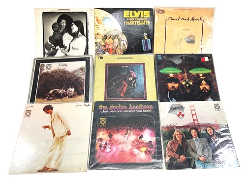 LOT OF 9 QUADRADISC QUAD LP RECORDS ROCK POP JOPLIN ELVIS AMERICA * NICE!