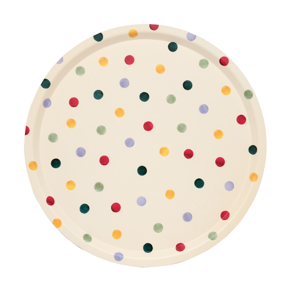 Emma Bridgewater Polka Dot Birch Round Serving Tray 38cm Handmade Sweden