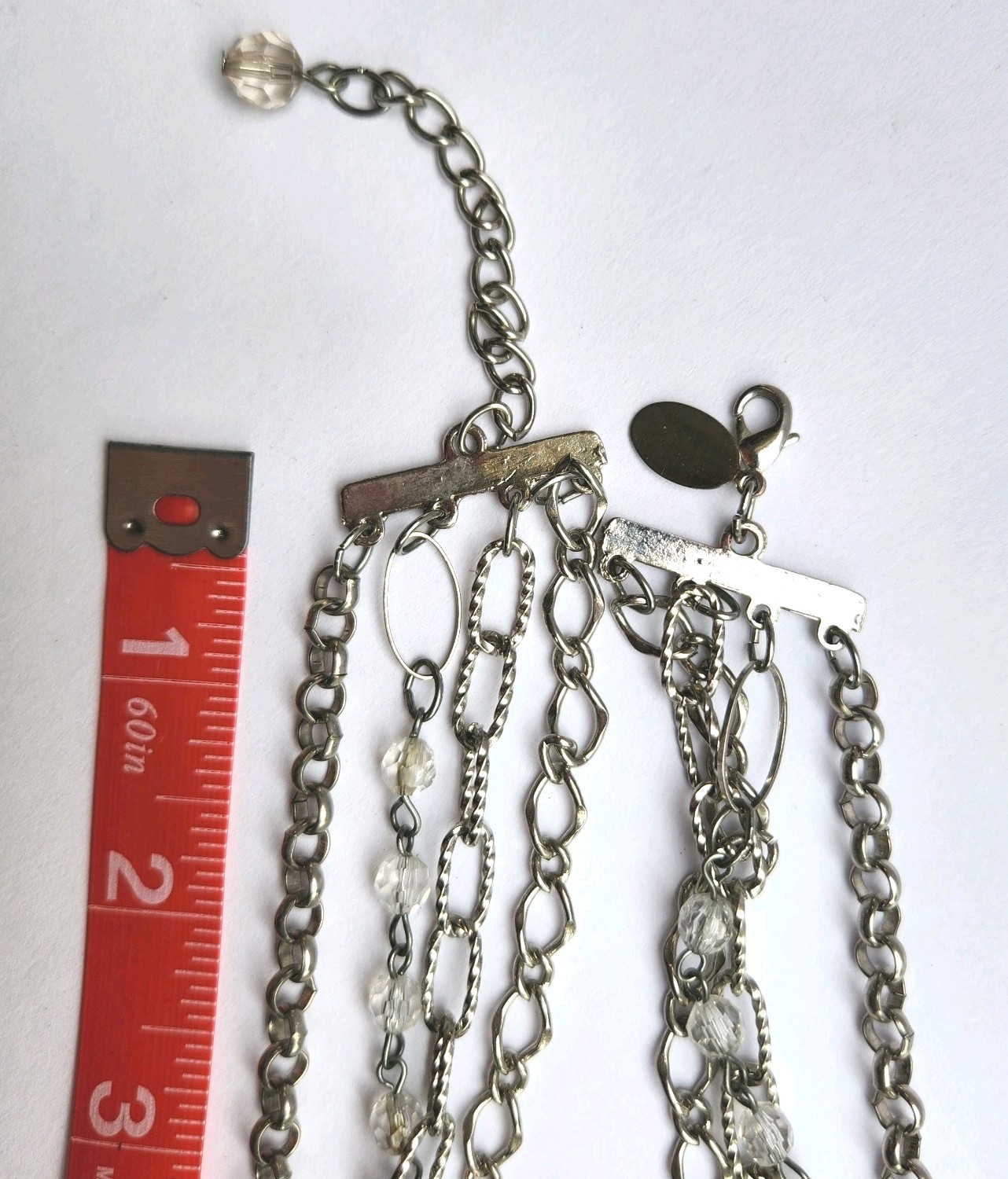 WHBM Statement Necklace Multi Layered Silver Tone… - image 11