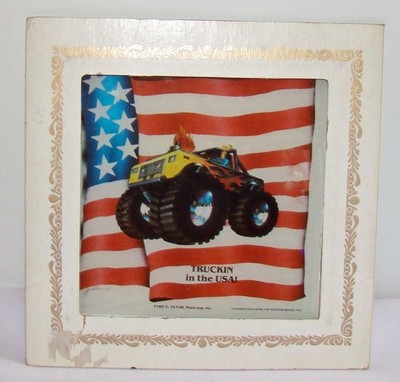 1987 Carnival, Fair Prize Mirror Glass TRUCKIN IN THE USA! Monster Truck