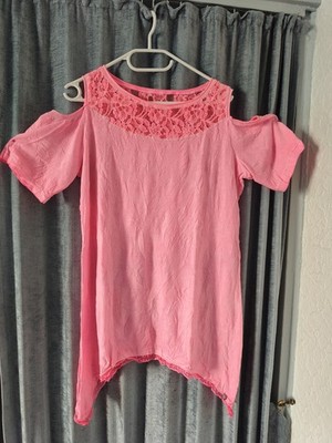 Tredy Offshoulder Tunika Heißes Neonpink Gr 2