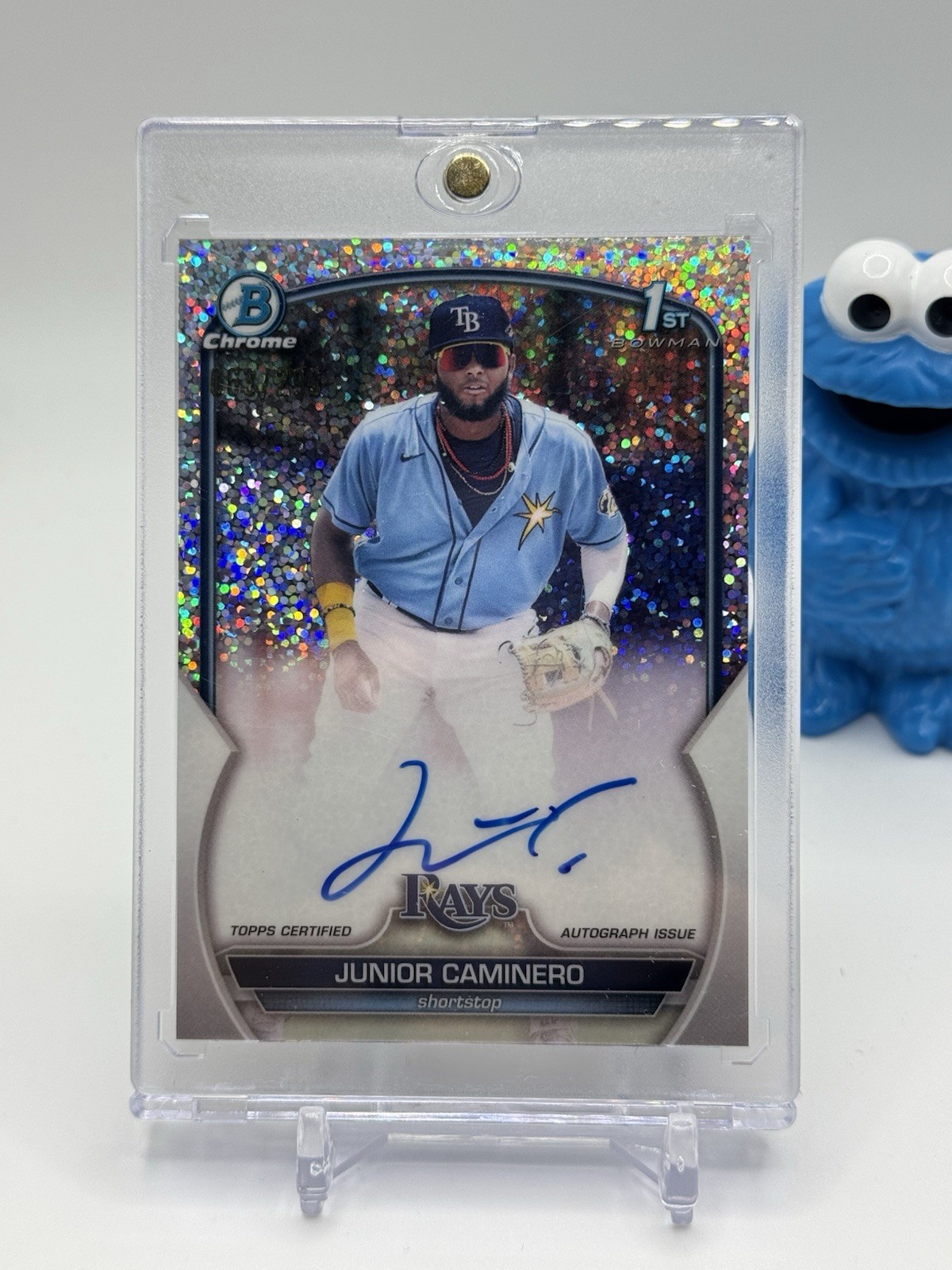 2023 Bowman Junior Caminero Chrome Auto Speckle Refractor 1st /299