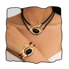 Boho Jewelry Sets for Women Vintage Chunky Necklace Set Gold and Black