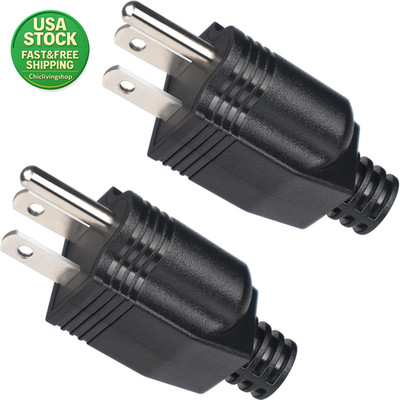 NEMA 5-15P Electrical Replacement Plugs 125V 15A 2-Pole 3-Wire Grounding 2-Pack