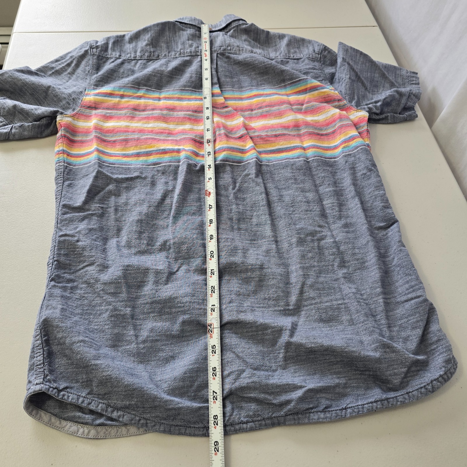 Vans Off the Wall Button Down Shirt Men's L Gray Mult Stripe Short Sleeve thumbnail 10