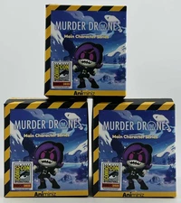 3x MURDER DRONES GLITCH ANIMINIZ VINYL FIGURE BLIND BOX 2025 COMIC CON SEALED
