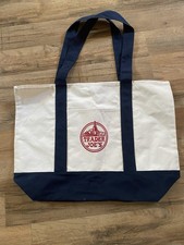 Trader Joe's Large Navy Blue Canvas Cotton Tote Bag Reusable