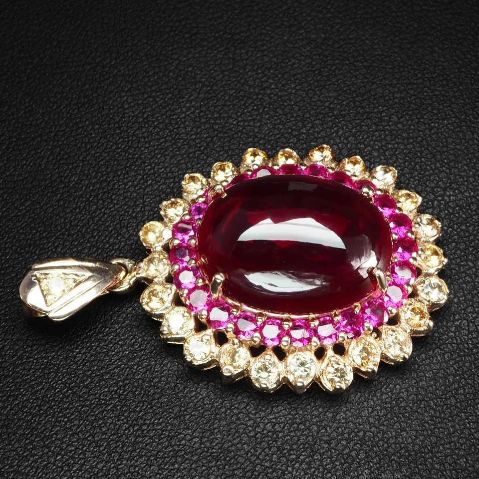 Ciondoli fatti a mano in argento sterling 925 cabochon di tormalina... - Immagine 4 di 4