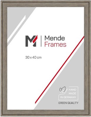 MendeFrames Holzrahmen H120 grau gemasert 50x70 cm Antireflexglas