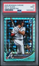 2025 BOWMAN CHROME AQUA GEOMETRIC #4 MATT OLSON 7/125 PSA 9