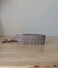 Minimalist crochet headband lace hair wrap for women, beige 17"X2"