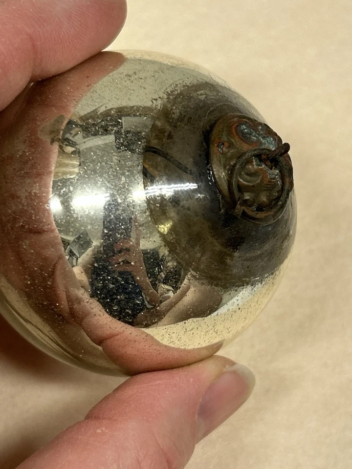 3 Mercury Glass Antique Victorian Kugel Christmas Tree Ornaments 7" - Image 3 of 4