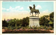 Boston MA-Massachusetts, Washington Monument, Public Gardens Vintage Postcard