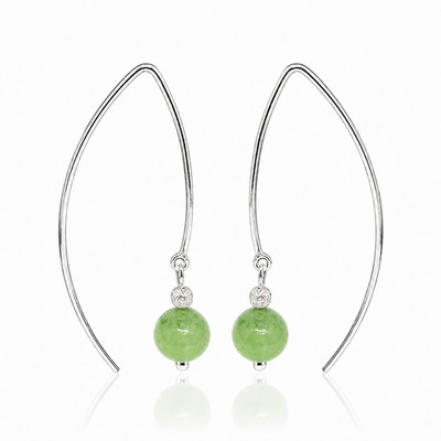 925 Sterling Silber Ohrringe Grüner Calcit I Ohrhaken, handgefertigt, 925er